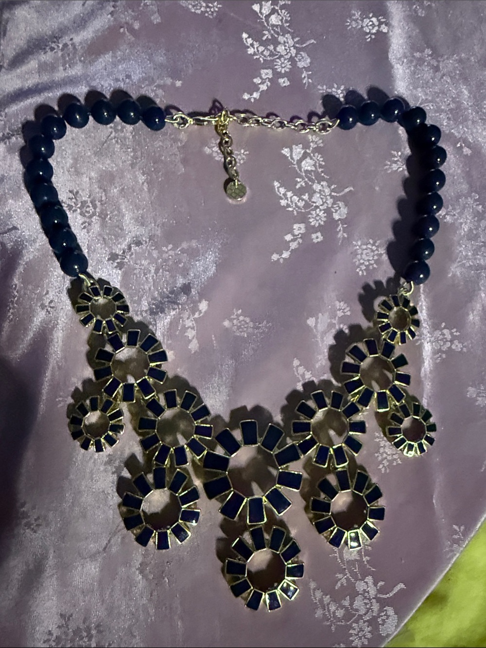Statement Floral Bib Necklace - Blue by Ann Taylor